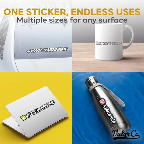 Vista 5 de VulgrCo Pegatinas Personalizadas de Redes Sociales Compatibles con Instagram, Facebook y YouTube, Manijas y Logos Personalizados, Pegatina de Auto