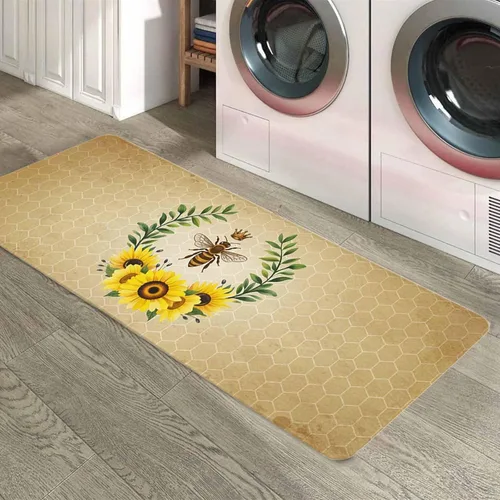 Vista 6 de Juego de 2 alfombrillas de cocina acolchadas y antifatiga para estar de pie, impermeables, juego de alfombras de cocina para el hogar, oficina