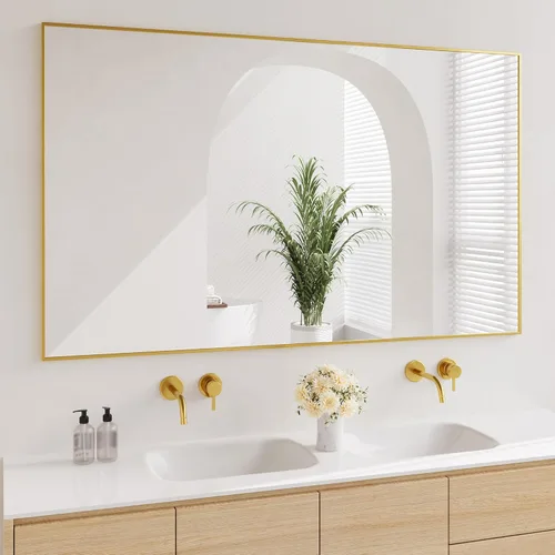 Vista 10 de Koonmi Espejos negros para pared, espejo de baño de 30 x 30 pulgadas, espejo de pared rectangular para sala de estar, dormitorio, baño, se cuelga