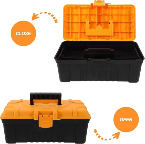 Vista 9 de Veemoon Caja de herramientas de plástico con bandeja extraíble, caja de piezas pequeñas, caja de almacenamiento multifunción, caja de herramientas