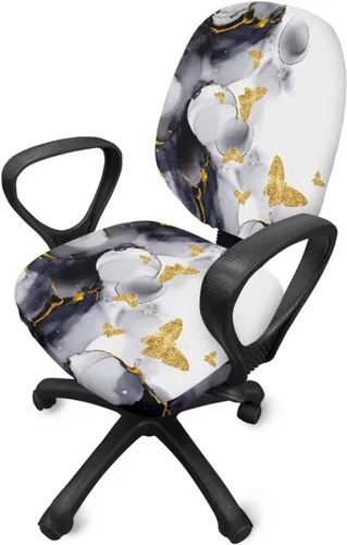 Vista 4 de Funda para silla de oficina de mariposa amarilla, fundas elásticas elásticas para silla de escritorio de oficina, funda suave para silla