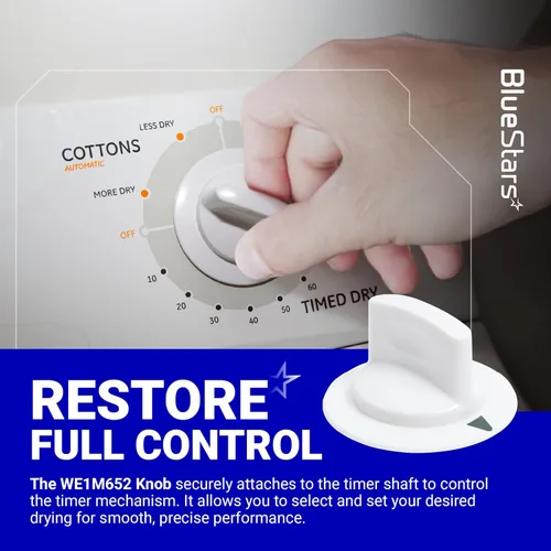 Vista 3 de BlueStars WE1M652 - Perilla de control del temporizador de secadora con anillo de metal mejorado - Compatible con secadoras Hotpoint HTDX100EM8WW