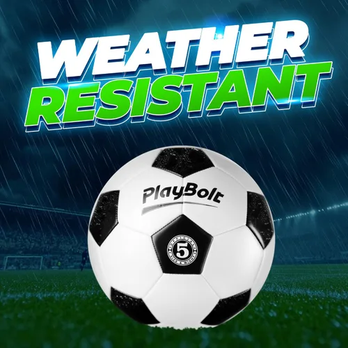 Vista 7 de PlayBolt Soccer Ball Size 5 with Pump - Black & White Training Practice & Match Ball for Kids, Youth and Adults (Pack of 1 or 4)