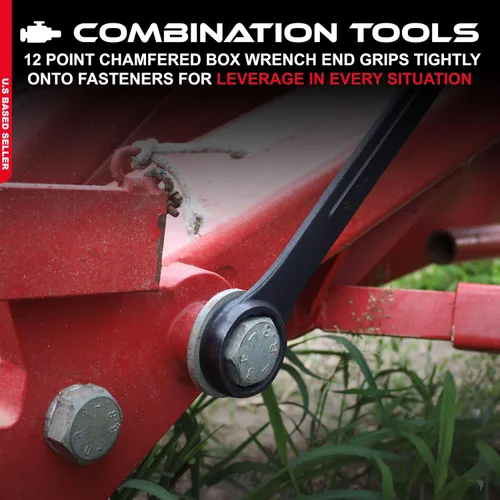 Vista 3 de ABN Juego de llaves de combinación grande 33 a 50mm - Juego de 10 llaves jumbo de extremo abierto métricas