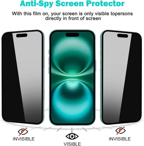 Vista 5 de PEHAEL Paquete de 2 protectores de pantalla de privacidad para iPhone 11 Pro Max/iPhone Xs Max, película de vidrio templado antiespía, dureza 9H