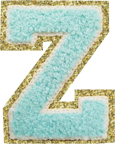 Vista 24 de 3Pcs Letter Patches Varsity Glitters Chenille,SPRT Iron on Blue Letter Patch,Alphabet Cloth Patch for Team Costume Decoration 3.1in Height S