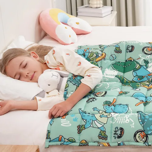 Vista 11 de Mr. Sandman Manta con peso de 3 libras, lavable, mejor para 20 a 40 libras, manta pesada de algodón transpirable con cuentas de vidrio no tóxicas