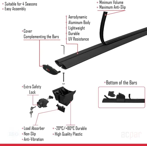 Vista 6 de Compatible con SsangYong Tivoli 2015-2023 Barras de techo con gancho barra transversal superior del coche rieles de transporte de equipaje
