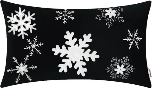 Vista 34 de BRAWARM Christmas Pillow Cover 18 X 18 Inches, Black Reindeer Embroidered Pillow Cover, Soft Velvet Decorative Throw Pillow for Couch Bed Sofa