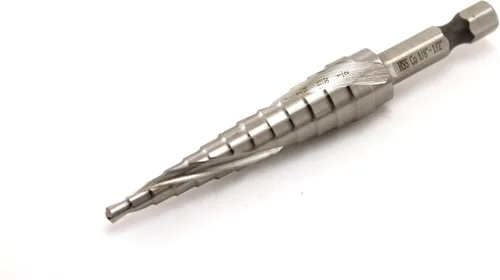 Vista 7 de TEMO Taladro de paso de flauta espiral de cobalto M35 Unibit, 9 tamaños 1/4 pulgada a 3/4 pulgadas, vástago hexagonal de 1/4 pulgadas