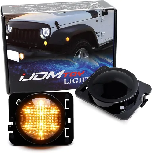 Vista 11 de iJDMTOY - Kit de luces LED frontales para guardabarros con lente transparente y ámbar, focos laterales completos, compatible con Jeep 2007-2017