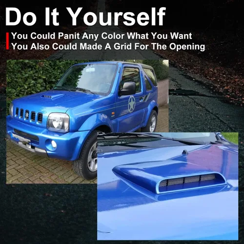 Vista 4 de Cubierta de ventilación de flujo de aire para automóvil, decorativa y universal; cubierta adhesiva para capó, color negro