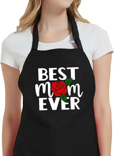 Delantales de cocina para mujer con bolsillos, delantal de la mejor mamá para hornear cocina chef, regalos de cumpleaños para mamá esposa