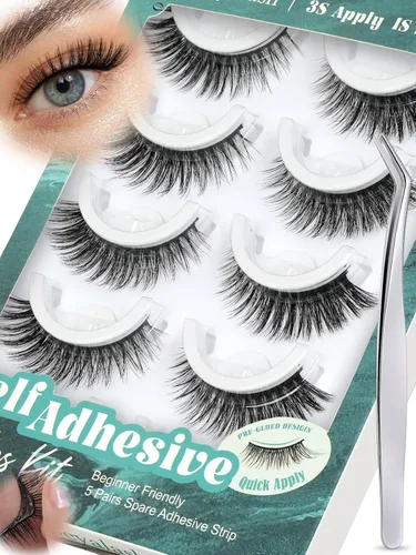 Vista 13 de Obeyalash Pestañas autoadhesivas de aspecto natural, pestañas postizas impermeables para principiantes, pestañas reutilizables sin pegamento