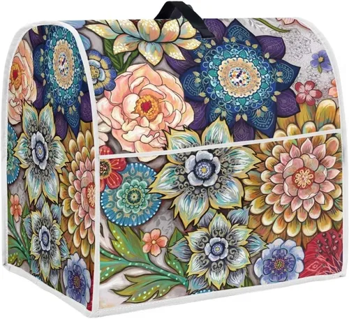 Vista 57 de Birds Flower Pattern Kitchen Aid Mixer Cover, Food Processor Cover with Top Handle and Storage Pocket, Dust Cover for Kitchen Stand Mixer or Coffee