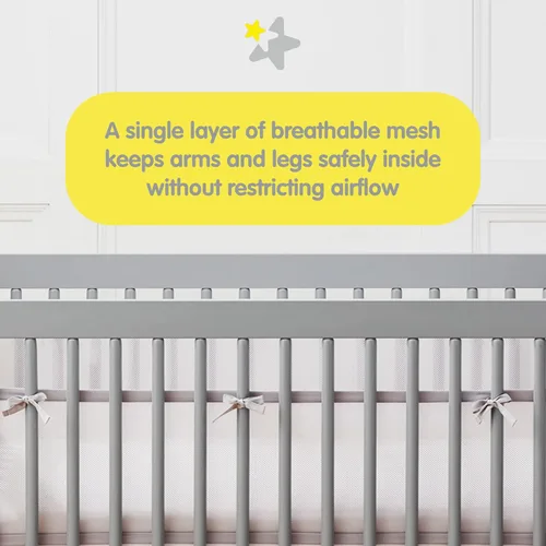 Vista 3 de BreathableBaby Forro transpirable de malla para cunas de tamaño completo, malla Deluxe de 4mm, rosa claro (Tamaño 4FS cubre 3 o 4 lados)