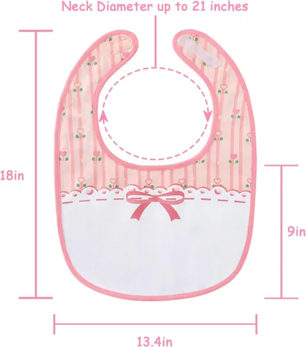 Vista 5 de Littleforbig Babero de algodón impermeable con estampado floral rosa para adultos con cierre de velcro ajustable