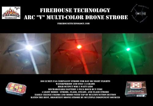Vista 7 de Firehouse Technology Drone Strobe 4 Light Kit de navegación - 2- Blanco, 1- Rojo, 1-Verde Cumple con la FAA y probado 3.5 SM