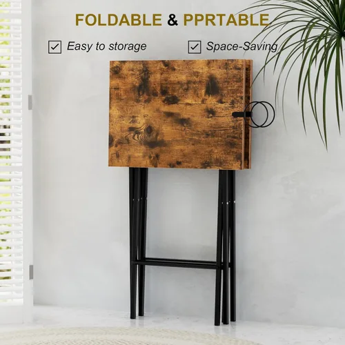 Vista 5 de VECELO Bandeja plegable de TV para comer, juego de 2, mesa portátil para cena/merienda con portavasos para sofá, sala de estar y espacio pequeño