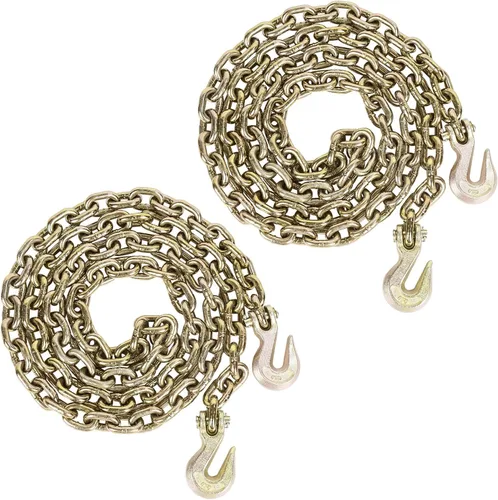 Vista 9 de AAIN - Cadena de amarre de transporte de 3/8 pulgadas x 10 pies para sujeción, 7,100 libras WLL, cadena de remolque resistente G80 con ganchos
