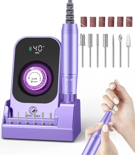 Vista 9 de Lima de uñas eléctrica portátil: 40000RPM Lima de uñas profesional E-File para uñas acrílicas, quitar esmalte de uñas de gel, lima de uñas