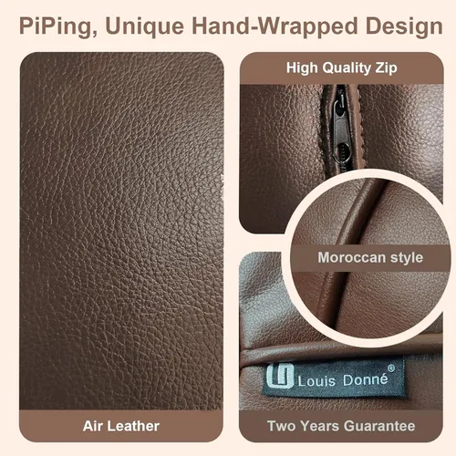 Vista 45 de Louis Donné Funda de puf sin relleno, taburete redondo otomano para reposapiés, puf de almacenamiento, puf de piel sintética impermeable, reposapiés