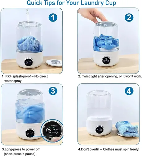 Vista 5 de Mini lavadora portátil, lavadora pequeña de 1.2 L, se puede utilizar para ropa interior, calcetines, toallas de saliva, adecuada para apartamentos