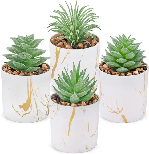 Vista 9 de Der Rose Juego de 2 plantas suculentas artificiales Mini plantas suculentas falsas para accesorios de oficina y hogar para mujeres