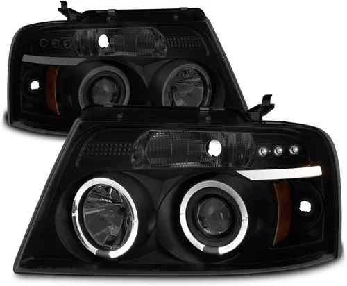 Vista 10 de Ford F150 F-150 Pickup Negro Bisel Doble de Halo LED G2 Proyector Faros delanteros para lámparas frontal Repuestos