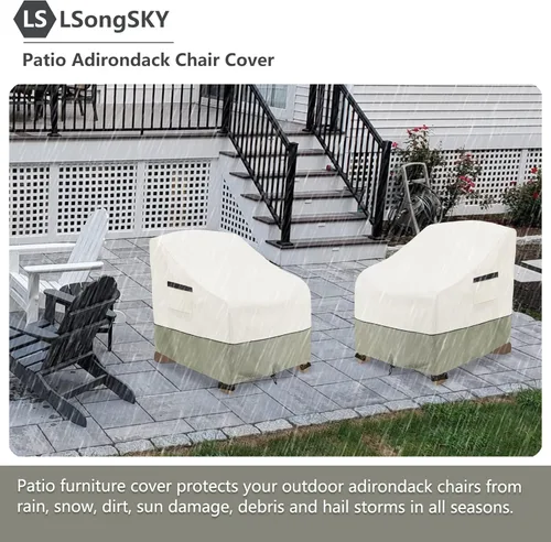 Vista 5 de Paquete de 2 fundas para sillas Adirondack de patio, impermeables, resistentes, para exteriores, fundas para sillas de patio Adirondack para sillas
