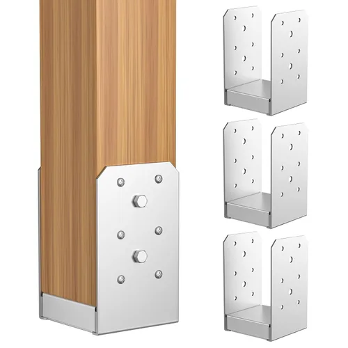 Vista 11 de SPACEEUP Base de poste de 4 x 4, 2 unidades, anclaje interno de poste de 3.5 x 3.5 pulgadas, base de poste ajustable de acero inoxidable para poste