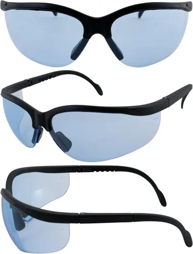 Vista 7 de Global Vision Gafas de sol de seguridad Blue Moon Marco Negro Lentes azules ANSI Z87.1