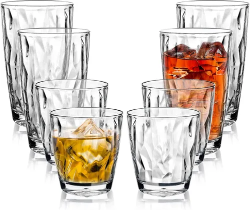 Vista 13 de Top-spring Vaso de agua de plástico reutilizable de 12 onzas, vasos transparentes inastillables, sin BPA, juego de 6 (12 onzas, transparente)