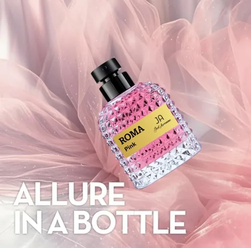 Vista 4 de ROMA PINK EDP Perfume Mujer – Aroma Floral Ámbar – Flor de Azahar, Base de Vainilla de Madagascar que emite un cálido aroma dulce – Elegante botella