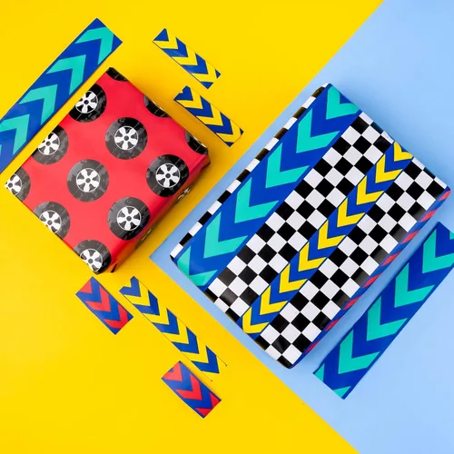 Vista 6 de WRAPAHOLIC Rollo de Papel de Regalo de Cumpleaños - Mini Rollo - 4 Rollos - 17 Pulgadas X 120 Pulgadas Por Rollo - Impresión Genial de Autos