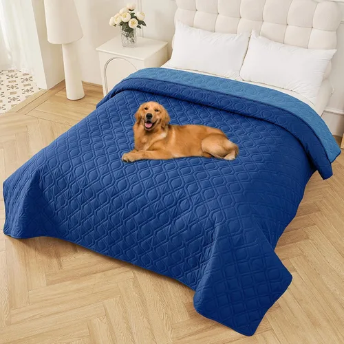 Vista 57 de Smiry Funda impermeable para cama de mascota, suave y lavable, para muebles, cama, sofá, reversible, a cuadros (30 x 53 pulgadas, color beige/beige)