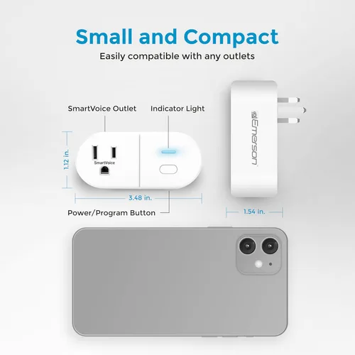 Vista 5 de Emerson SmartVoice ES513 - Enchufe de pared, más de 30 comandos de control de voz sin conexión, sin aplicación, sin WiFi, sin configuración