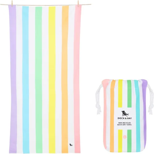 Vista 19 de Toalla de playa Dock & Bay - Secado rápido, sin arena - Compacta, ligera - 100% reciclada - Incluye bolsa - Cabaña - Bondi Blue - Extra grande