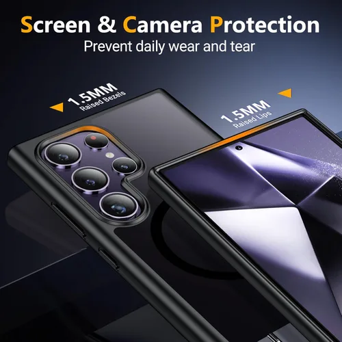 Vista 4 de SPIDERCASE Funda para Samsung Galaxy S24 Ultra con soporte invisible, magnética, a prueba de golpes, delgada, color negro