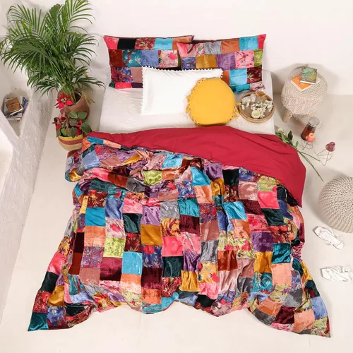 Treen Art Juego de funda de edredón de terciopelo surtido de 3 piezas, 1 funda de edredón de 120 x 120 pulgadas con cierre de cremallera y 2 fundas