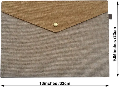 Vista 3 de Carpeta de archivos A4 duradera, portafolio, sobre de fieltro con cierre a presión, juego de 2 unidades, beige y marrón