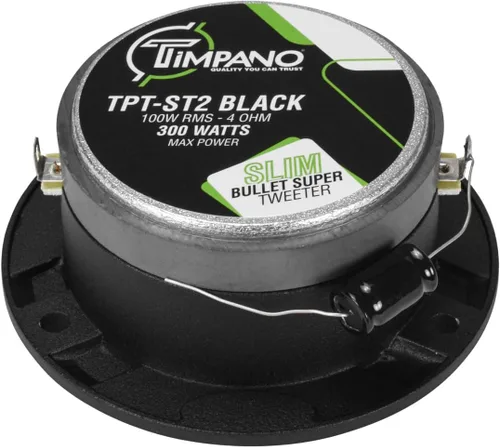 Vista 5 de Timpano TPT-ST2 Black Slim Super Tweeter, 600 vatios 4 ohm, 105 dB, bobina de voz de 1 pulgada, tweeters de sistema de sonido para auto