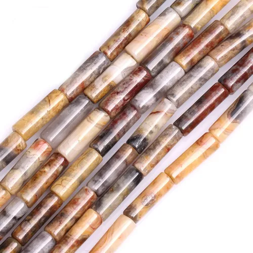 Vista 37 de GEM-Inside - Tubo de columna natural de 0.157 x 0.472 in, cuentas de piedra de lapislázuli para fabricación de joyas, 15 pulgadas