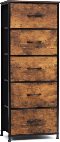 Vista 13 de Crestlive Products Torre de almacenamiento vertical para aparador - Marco de acero resistente, parte superior de madera, contenedores de tela