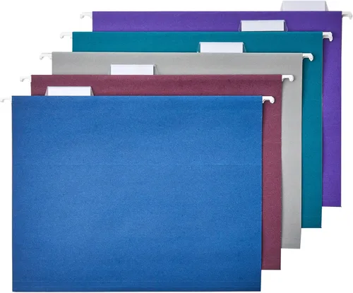 Vista 9 de Amazon Basics Carpetas colgantes para archivos, tamaño carta, aguamarina, paquete de 25