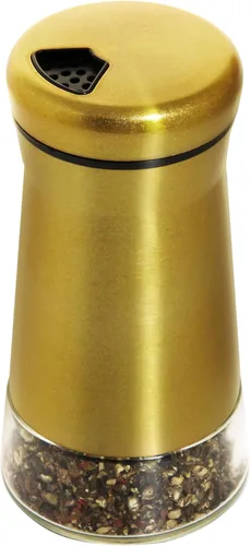 Vista 7 de Salero y pimentero de acero inoxidable, recipiente de botella con parte inferior transparente con parte superior de acero inoxidable, con orificio