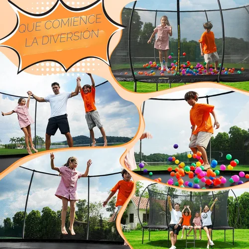 Vista 7 de 10FT 12FT 14FT 15FT 16FT Outdoor Trampoline with Enclosure Net, Heavy Duty Yard Trampolines, ASTM Approval Recreational Trampolines for Kids and