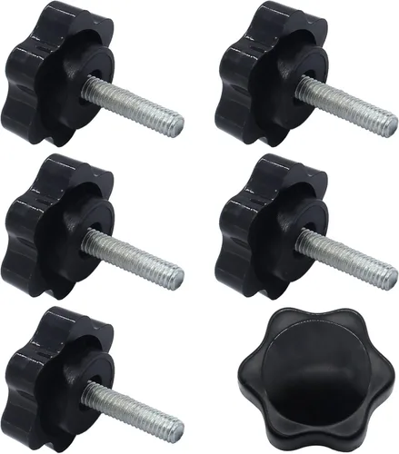 6 Piezas de Pomo de Estrella Roscado de M4 x 20mm, Manija de Perilla de Sujeción en Forma de Hexágono de Plástico para Reemplazo de Base de Paraguas