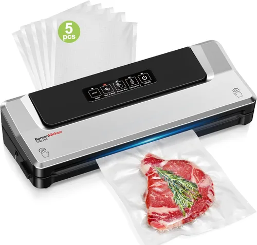 Vista 9 de Bonsenkitchen Máquina selladora al vacío Sellador de alimentos compacto para almacenamiento de cocina y preparación de comidas Múltiples modos