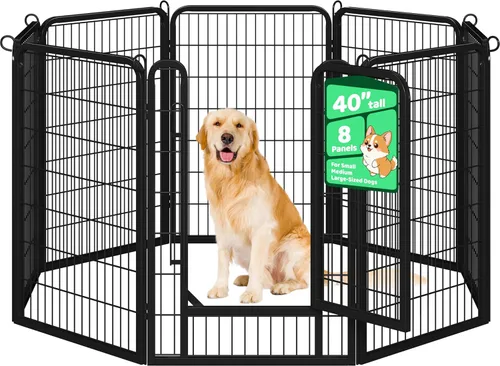 Vista 23 de Yaheetech Corralito para perros, 24 pulgadas, 2 paneles, corral para perros para interiores, resistente, corral de ejercicio para cachorros, valla